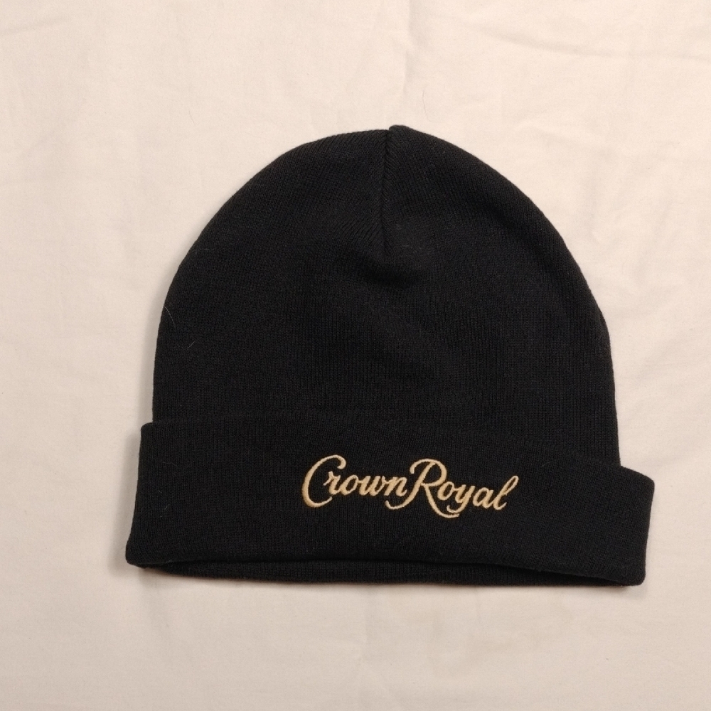 District Black Beanie with Gold Embroidery